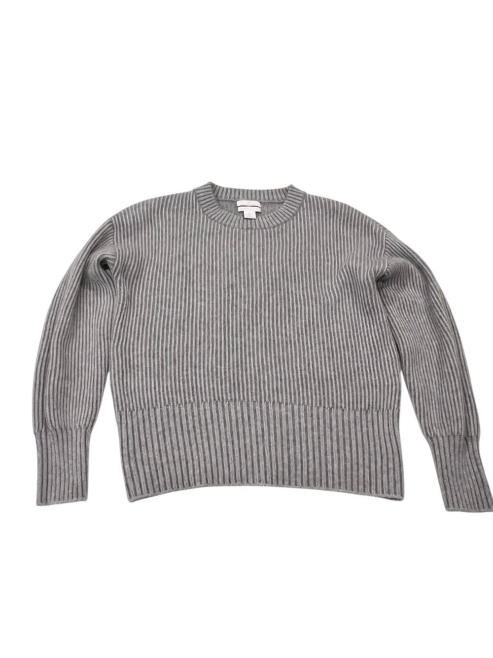 Halston 2-Ply Cashmere Crew Sweater, Heathered Gray, L